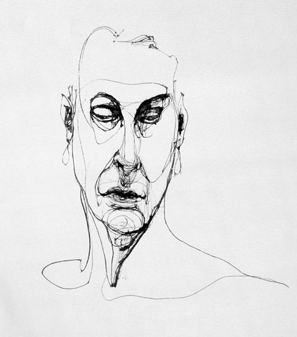 drawing titled Laura with bare shoulders