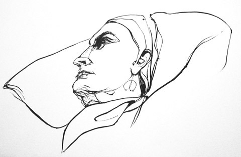 drawing titled Laura with scarf