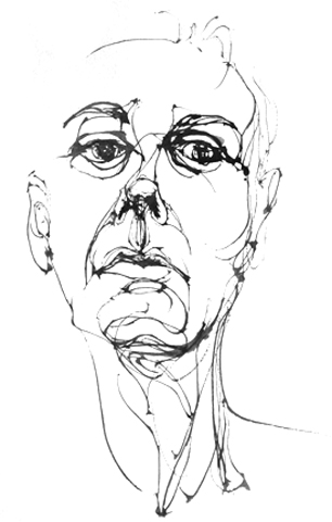 drawing titled Laura with hair pulled back