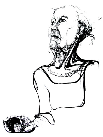 drawing titled Molly with apple